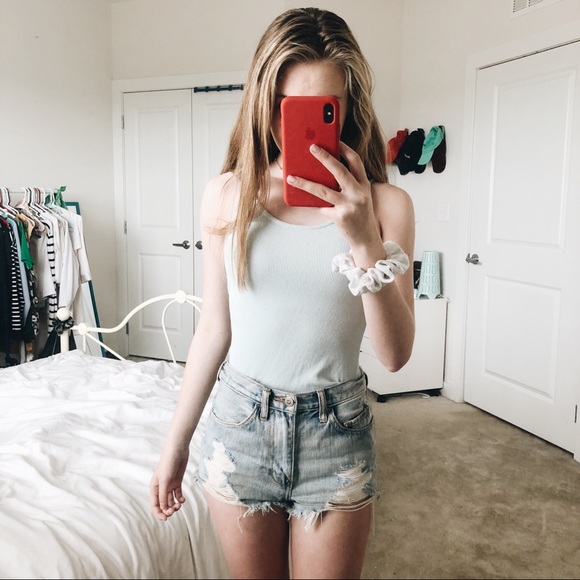 LA hearts open back baby blue body suit - Picture 3 of 4